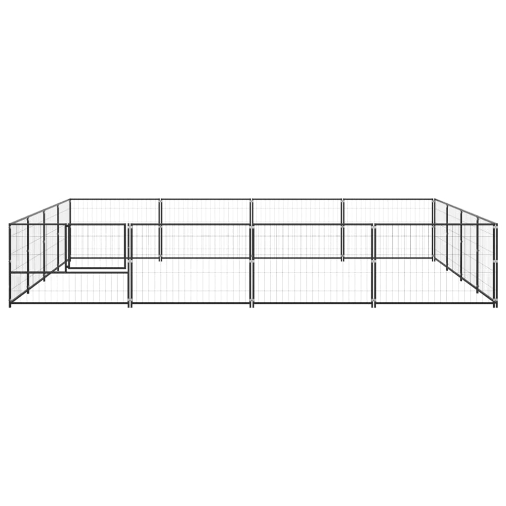 vidaXL Dog Kennel Black 16 m² Steel