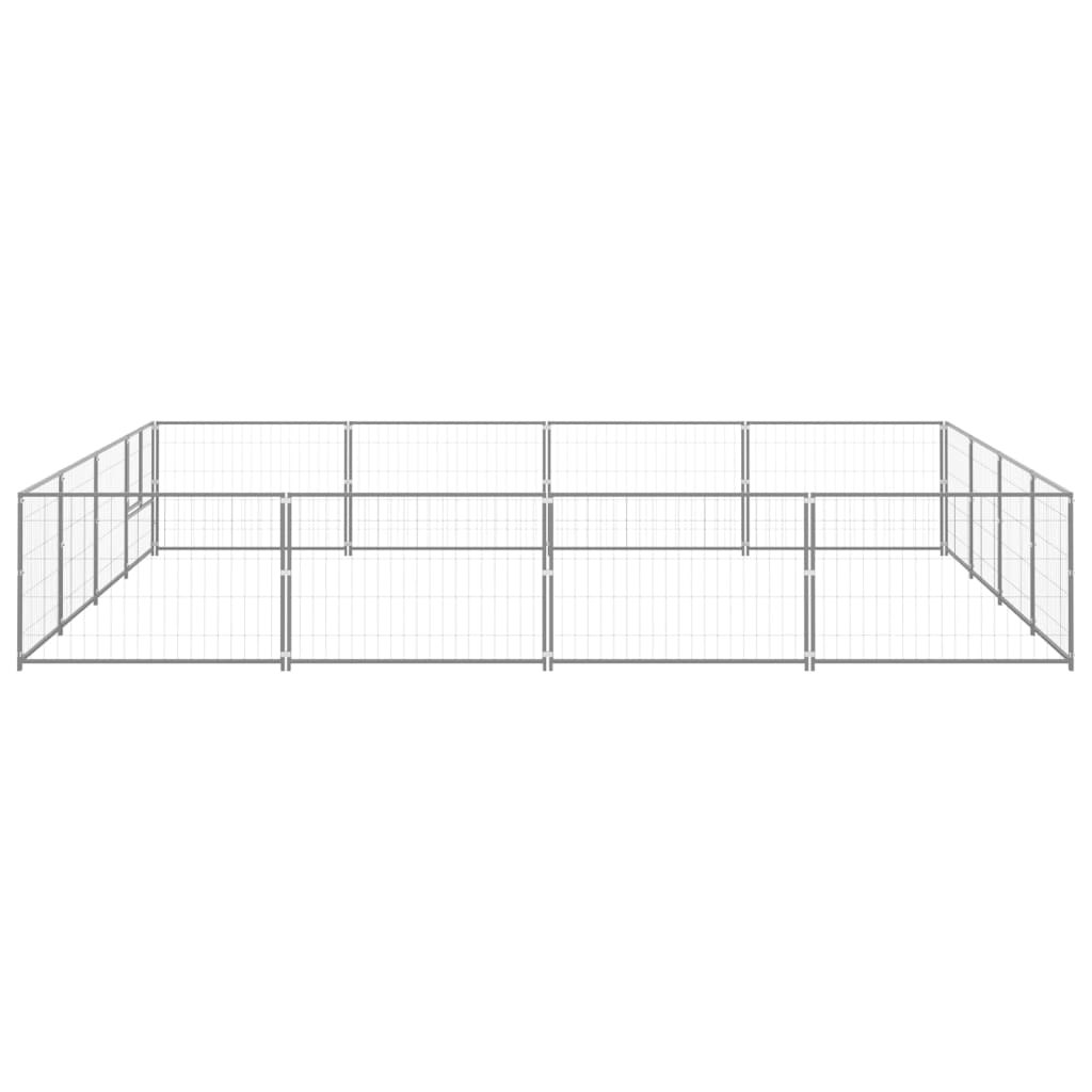 vidaXL Dog Kennel Silver 16 m² Steel