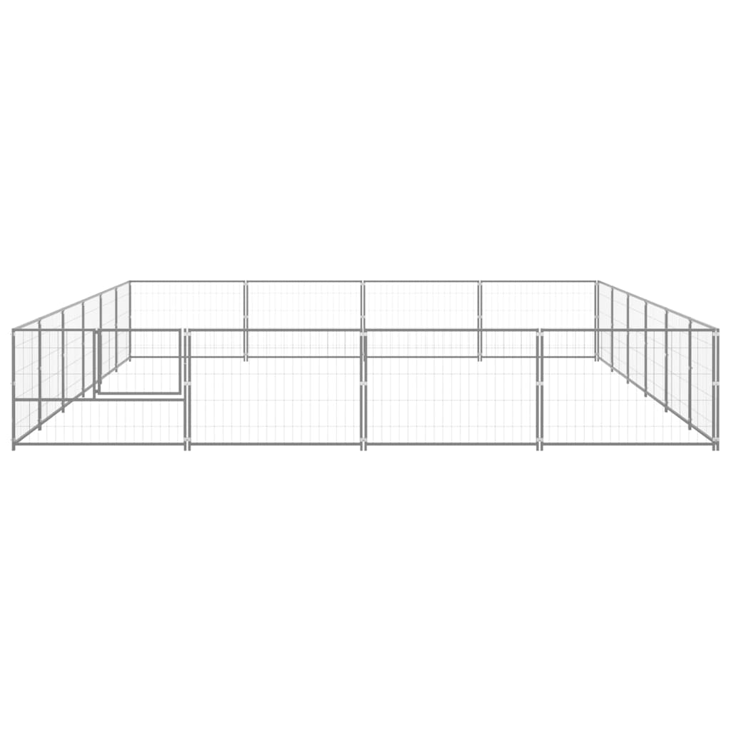 vidaXL Dog Kennel Silver 24 m² Steel