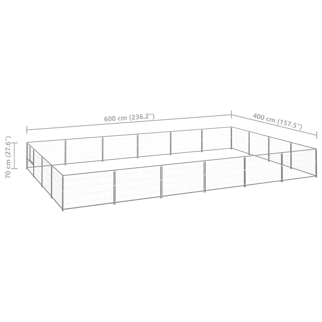 vidaXL Dog Kennel Silver 24 m² Steel