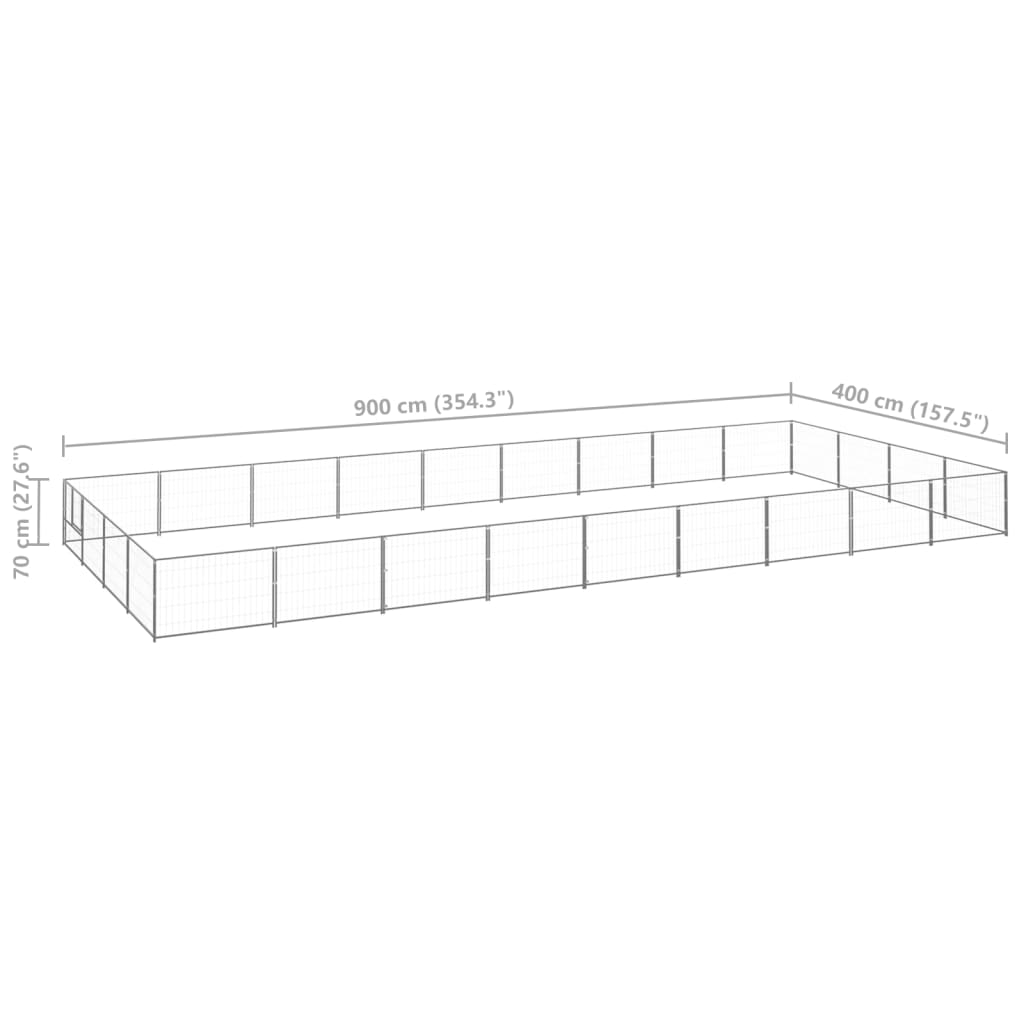 vidaXL Dog Kennel Silver 36 m² Steel