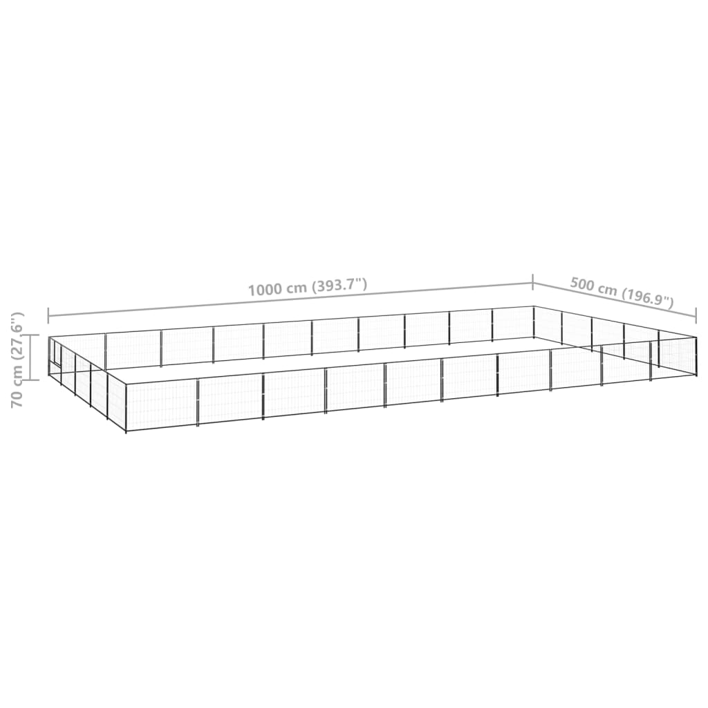 vidaXL Dog Kennel Black 50 m² Steel