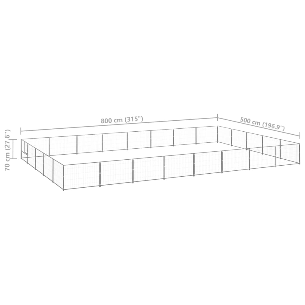 vidaXL Dog Kennel Silver 40 m² Steel