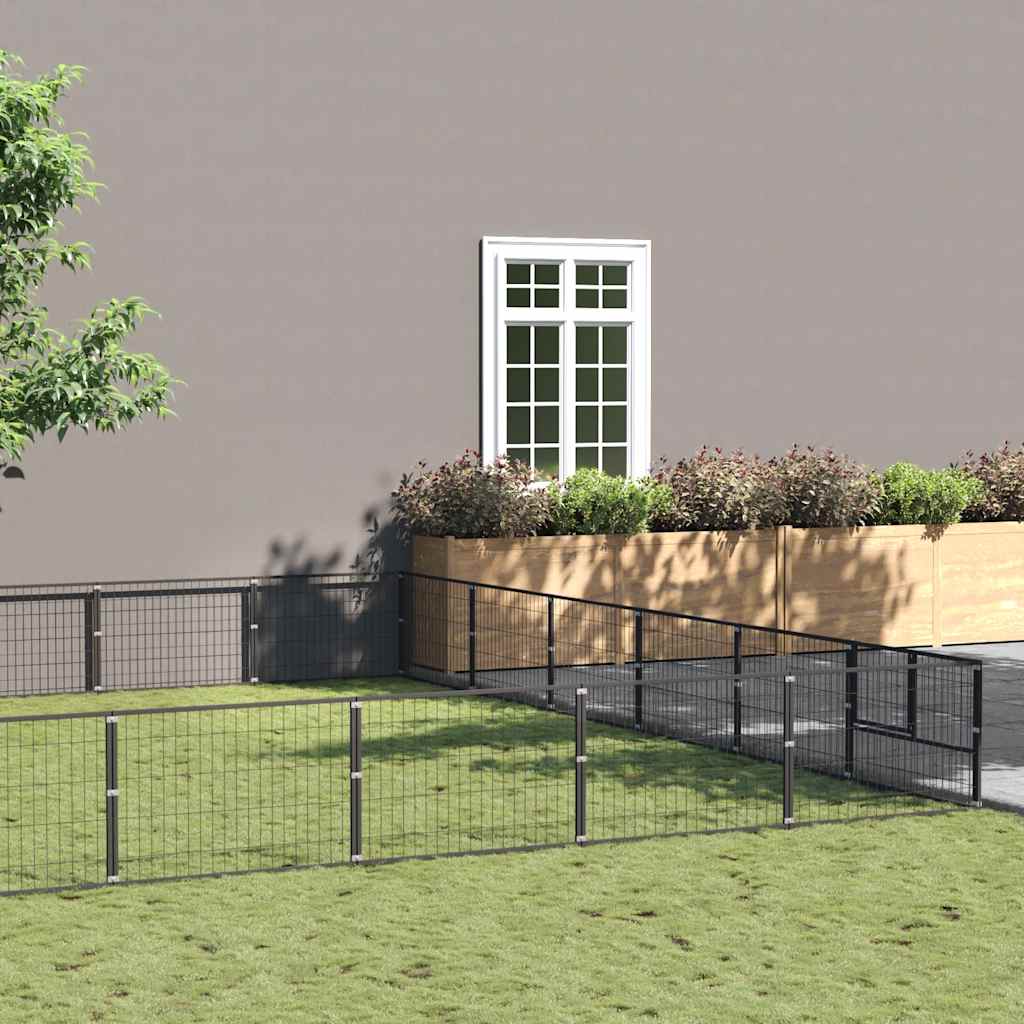 Dog Kennel Black 54 m² Steel