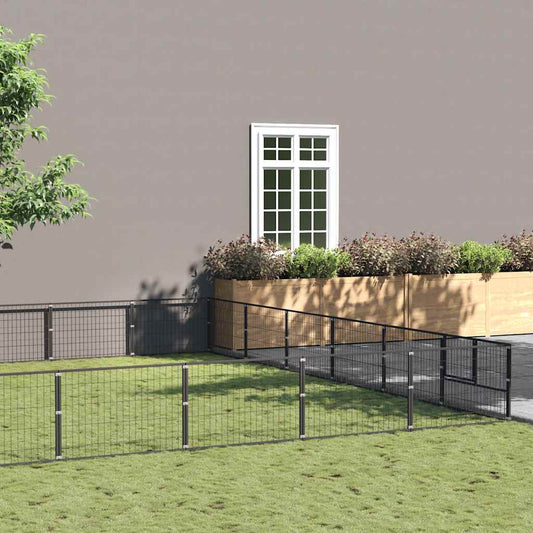 Dog Kennel Black 54 m² Steel
