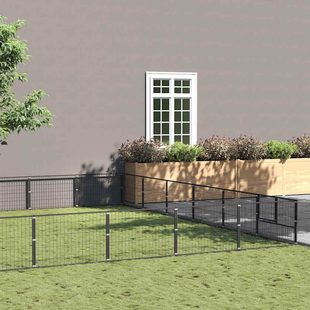 Dog Kennel Black 60 m² Steel