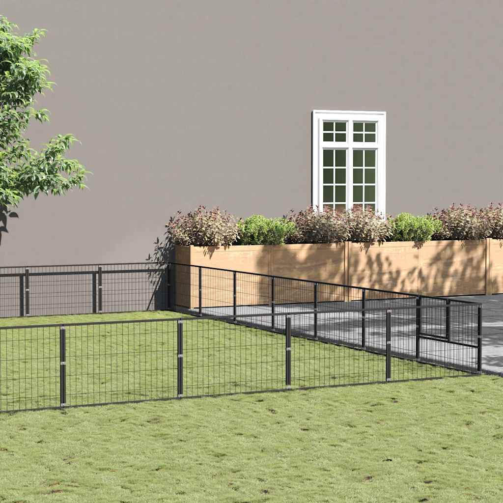 Dog Kennel Black 56 m² Steel