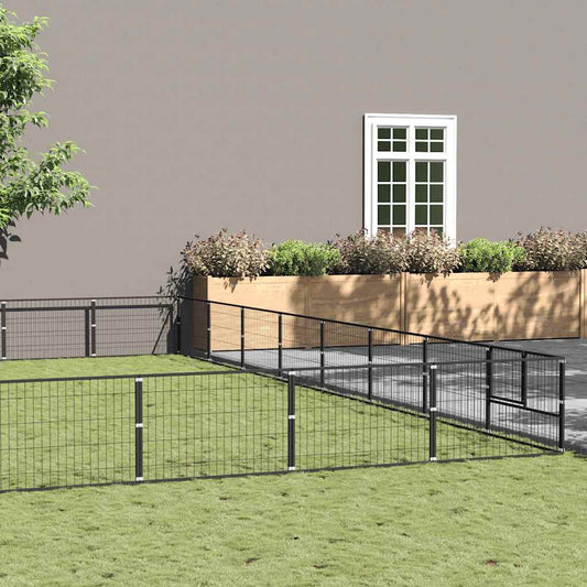 Dog Kennel Black 64 m² Steel
