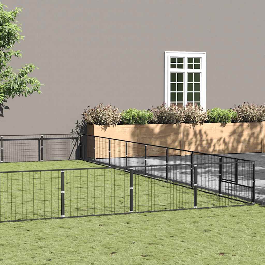Dog Kennel Black 72 m² Steel
