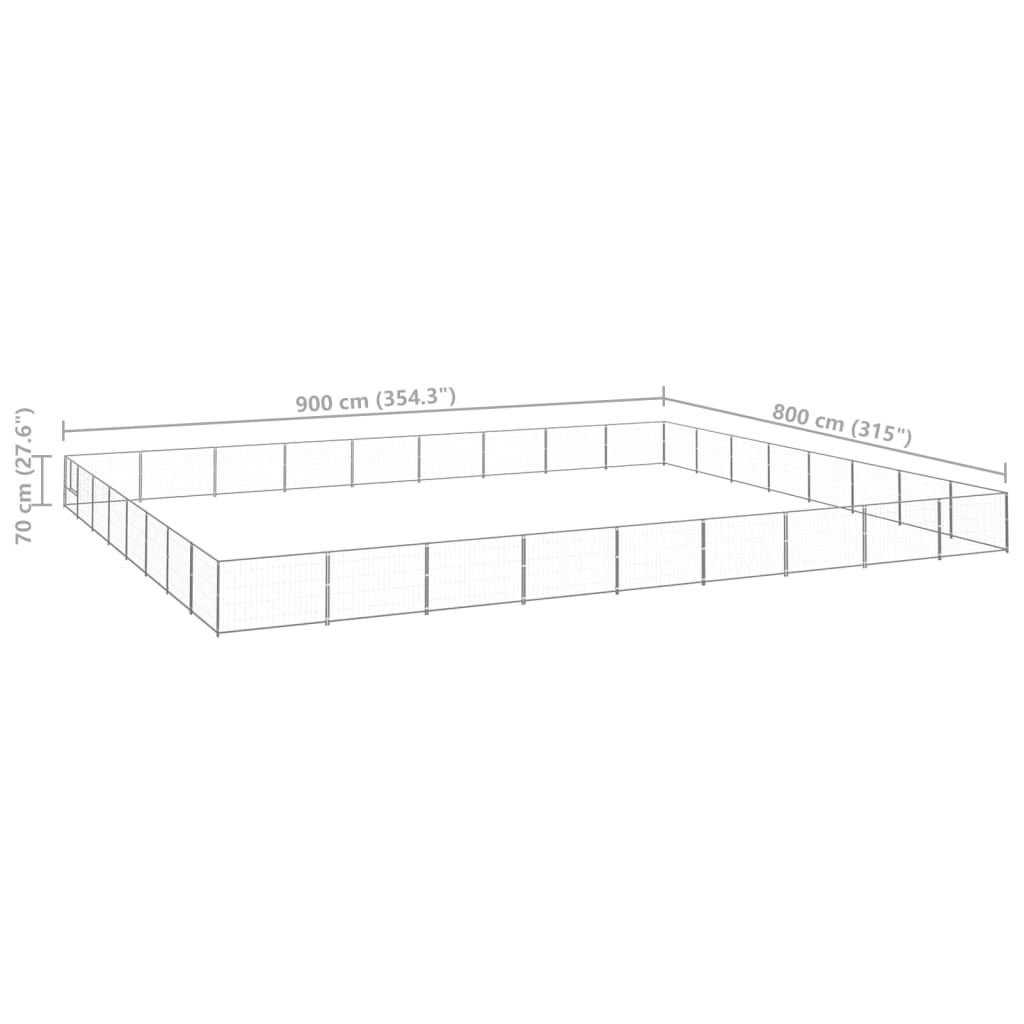 vidaXL Dog Kennel Silver 72 m² Steel