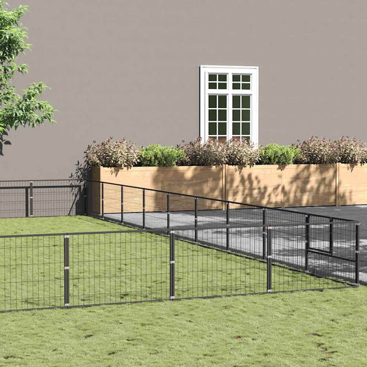Dog Kennel Black 81 m² Steel