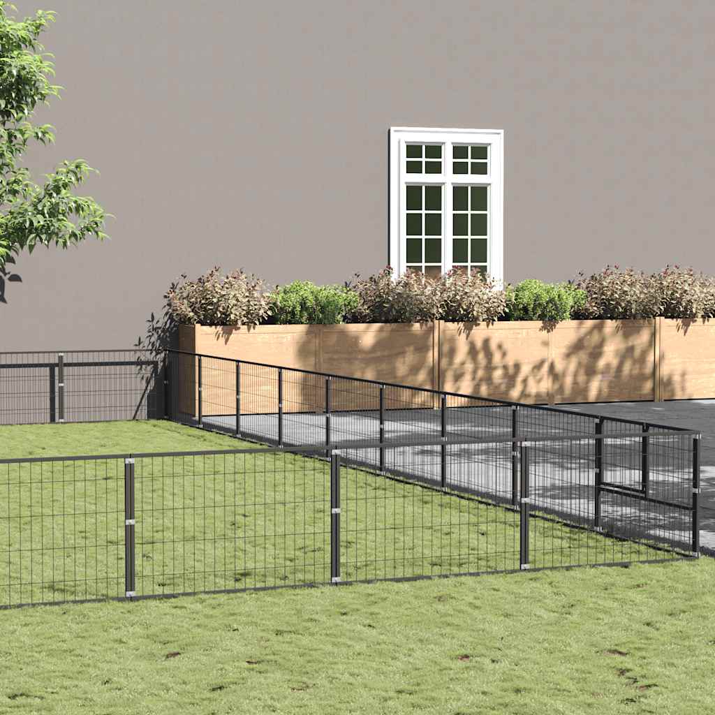 Dog Kennel Black 90 m² Steel