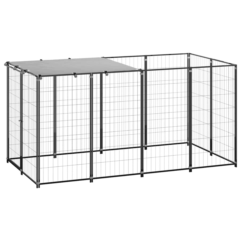 Dog Kennel Black 2,42 m² Steel