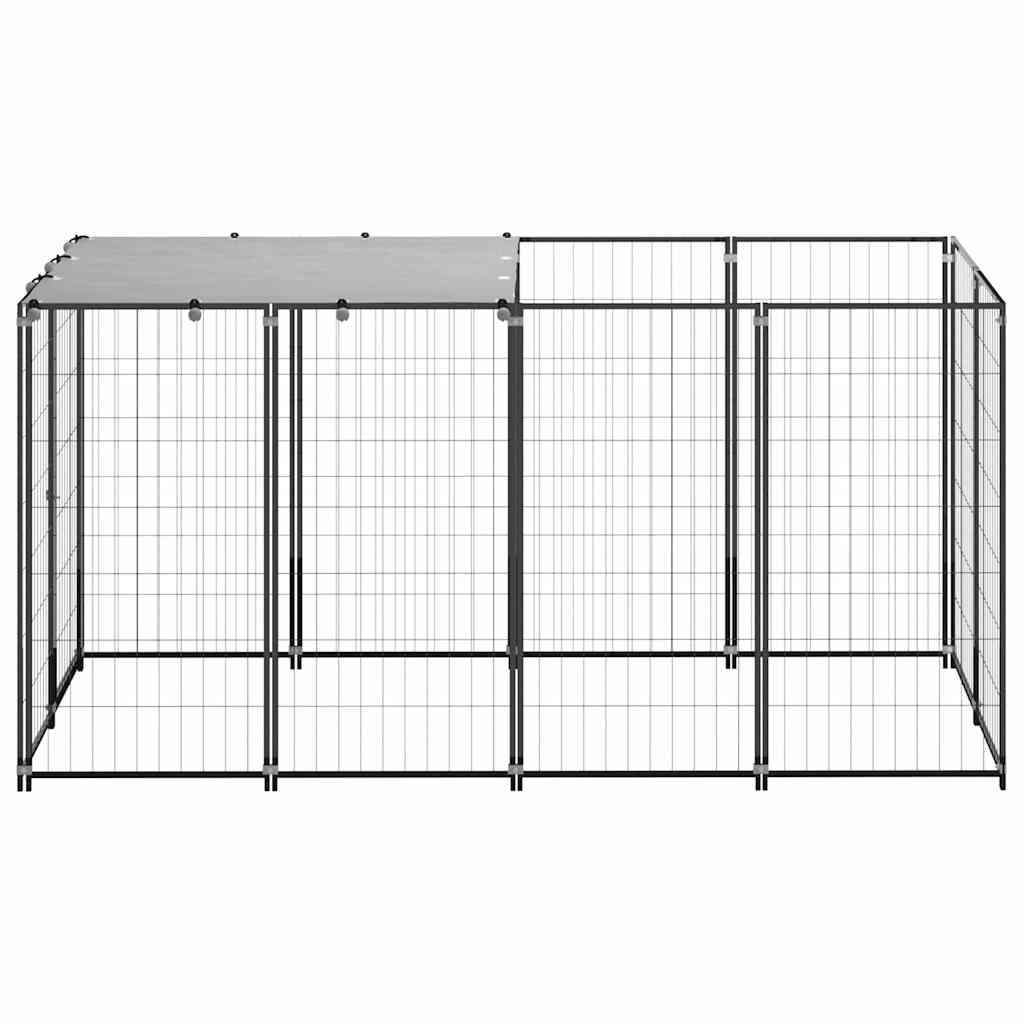 Dog Kennel Black 2,42 m² Steel