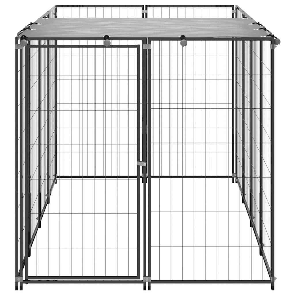 Dog Kennel Black 2,42 m² Steel