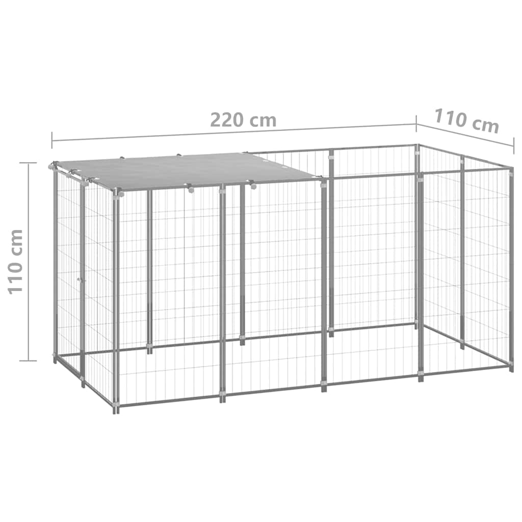 Dog Kennel Silver 2,42 m² Steel