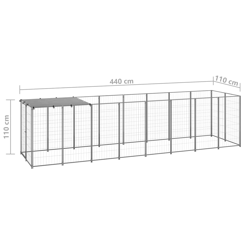 Dog Kennel Silver 4,84 m² Steel
