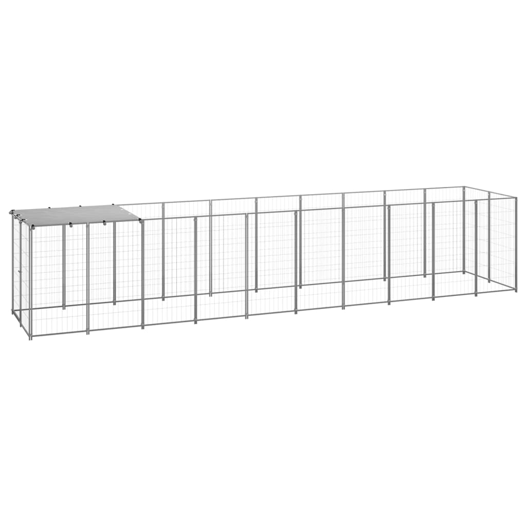 vidaXL Dog Kennel Silver 6.05 m² Steel