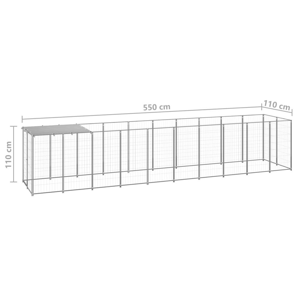 vidaXL Dog Kennel Silver 6.05 m² Steel