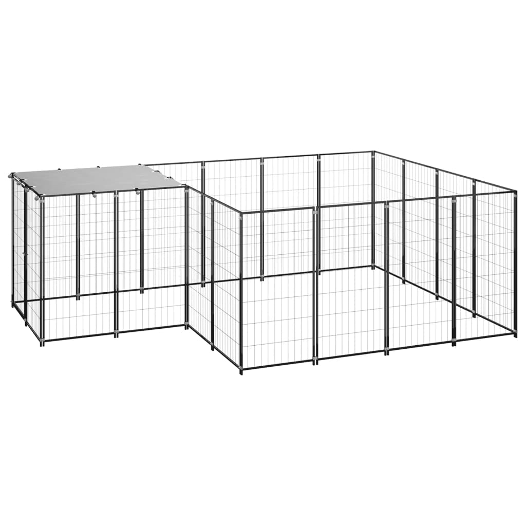 vidaXL Dog Kennel Black 6.05 m² Steel