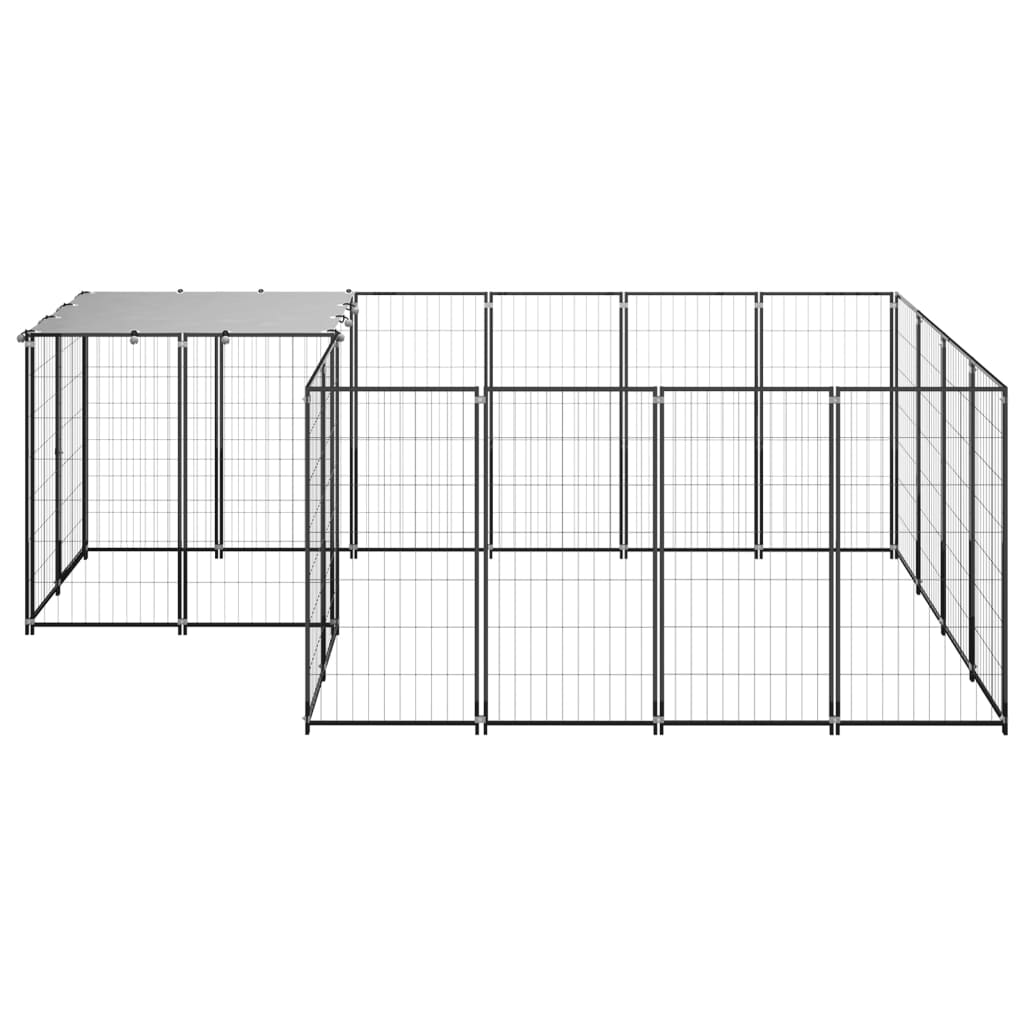 vidaXL Dog Kennel Black 6.05 m² Steel