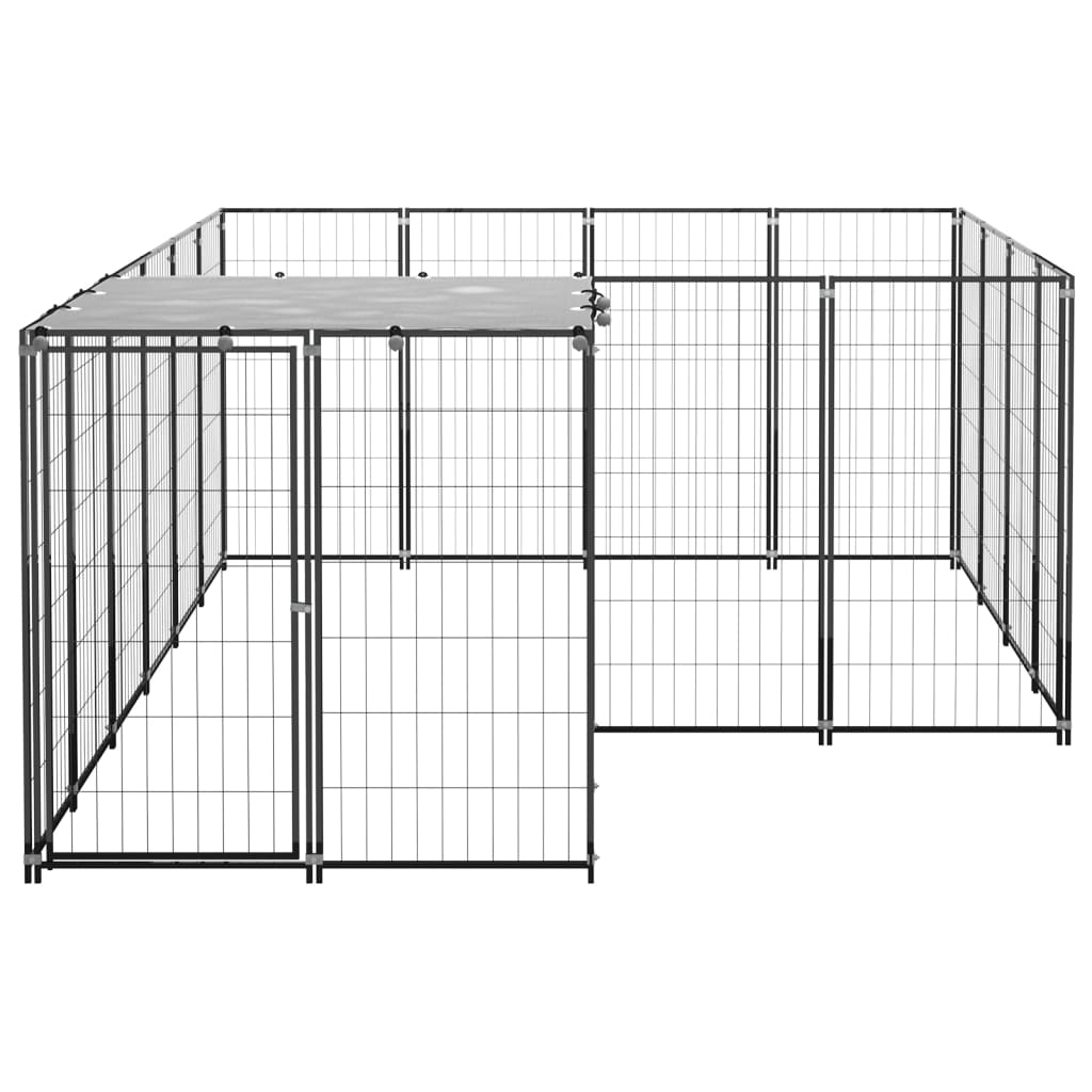 vidaXL Dog Kennel Black 6.05 m² Steel