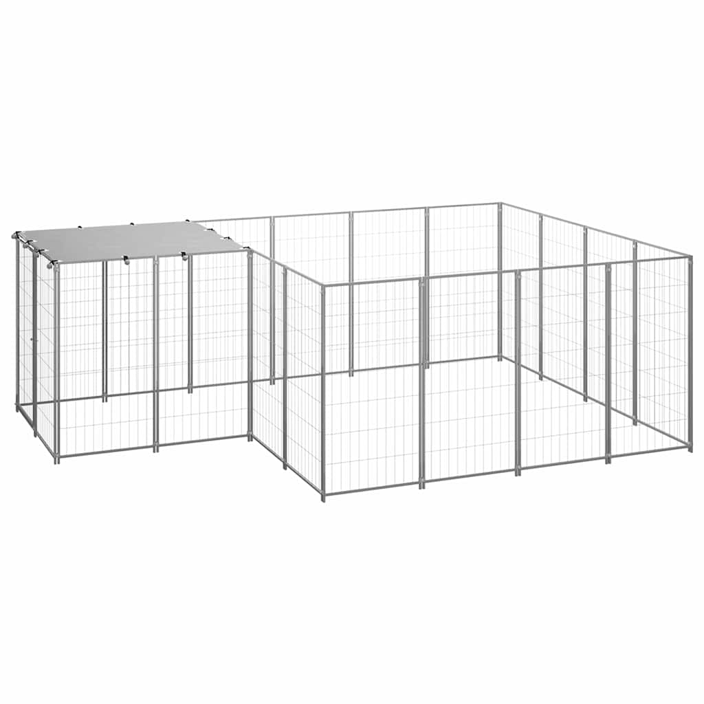 Dog Kennel Silver 6,05 m² Steel