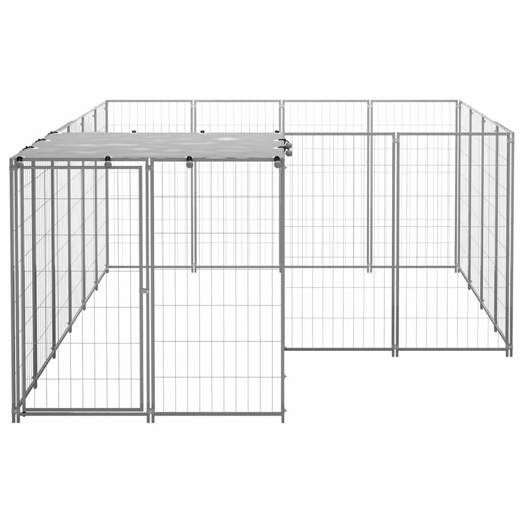 Dog Kennel Silver 6,05 m² Steel