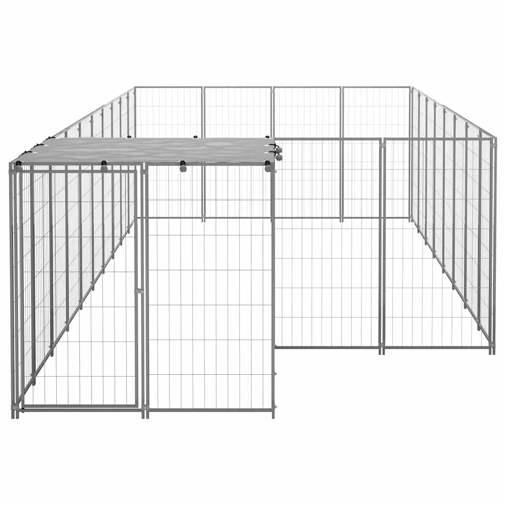 Dog Kennel Silver 10,89 m² Steel