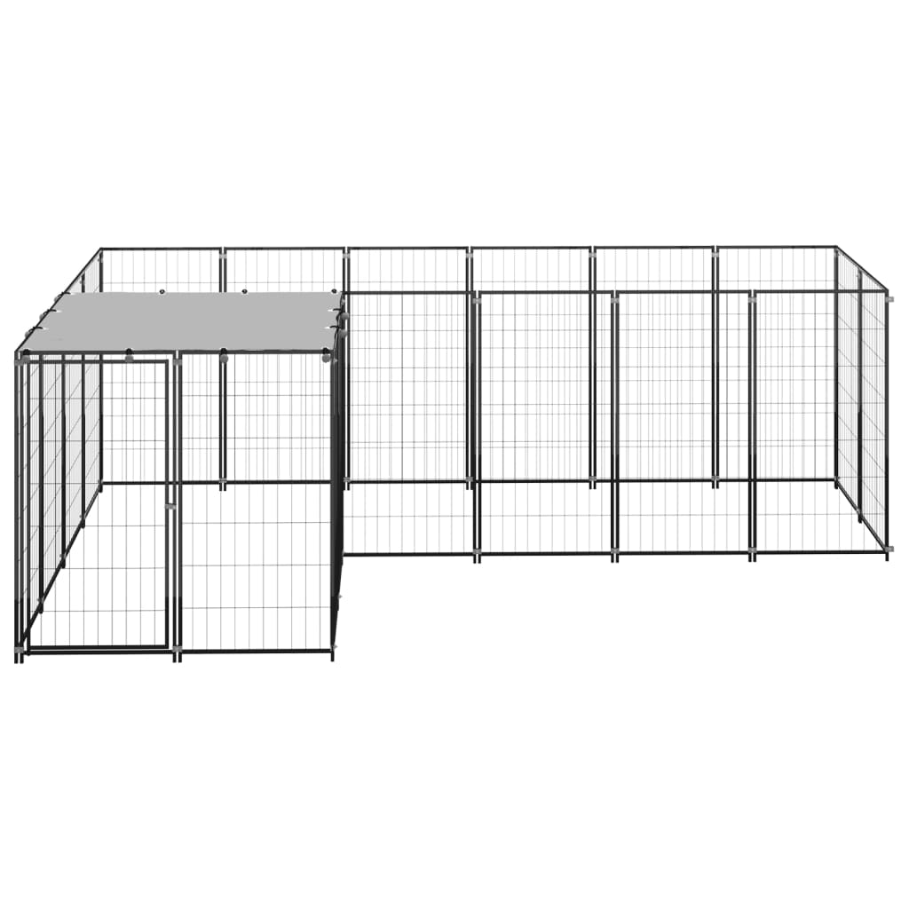 vidaXL Dog Kennel Black 4.84 m² Steel