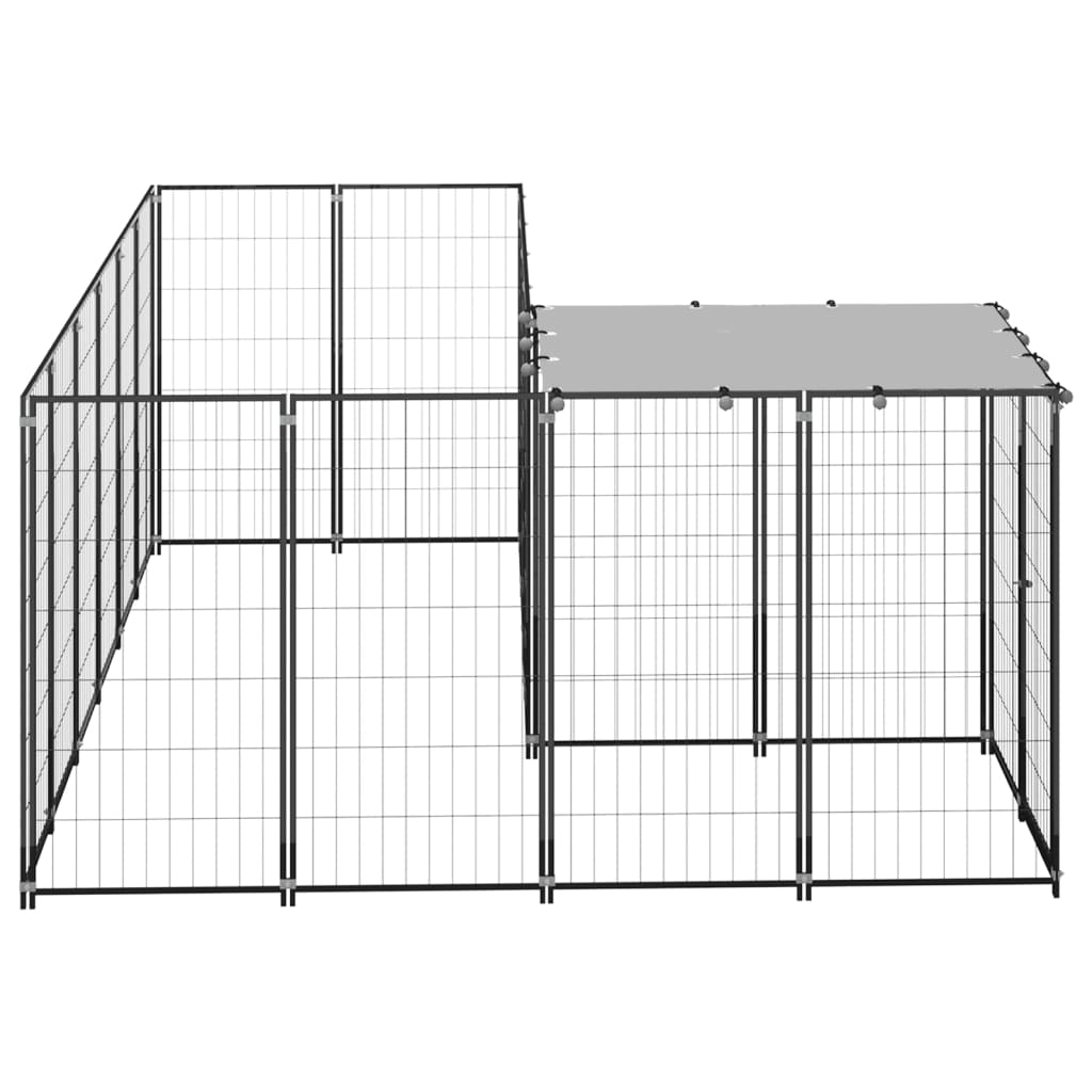 vidaXL Dog Kennel Black 4.84 m² Steel