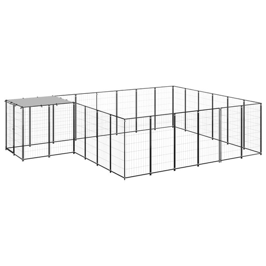 vidaXL Dog Kennel Black 12.1 m² Steel