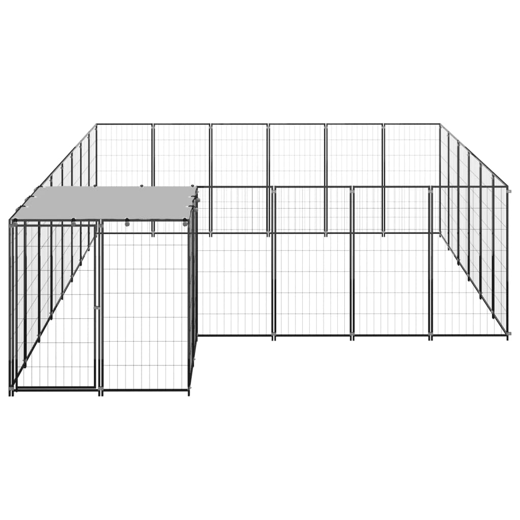 vidaXL Dog Kennel Black 12.1 m² Steel