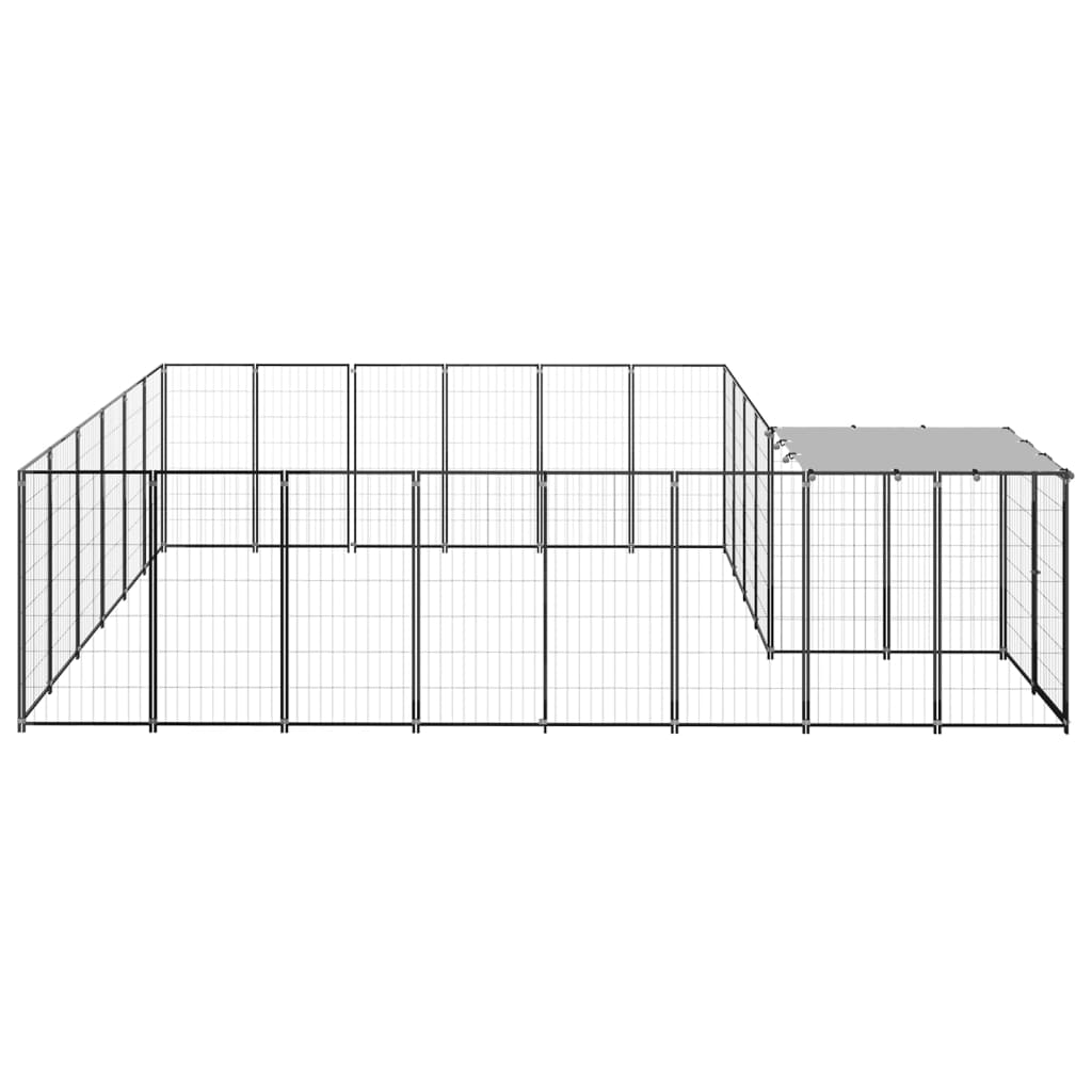 vidaXL Dog Kennel Black 12.1 m² Steel