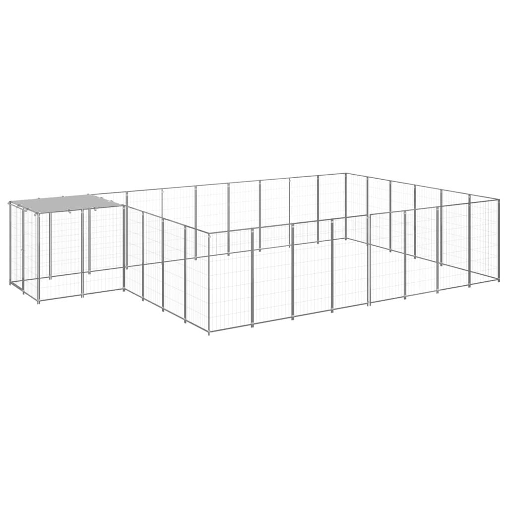 vidaXL Dog Kennel Silver 15.73 m² Steel