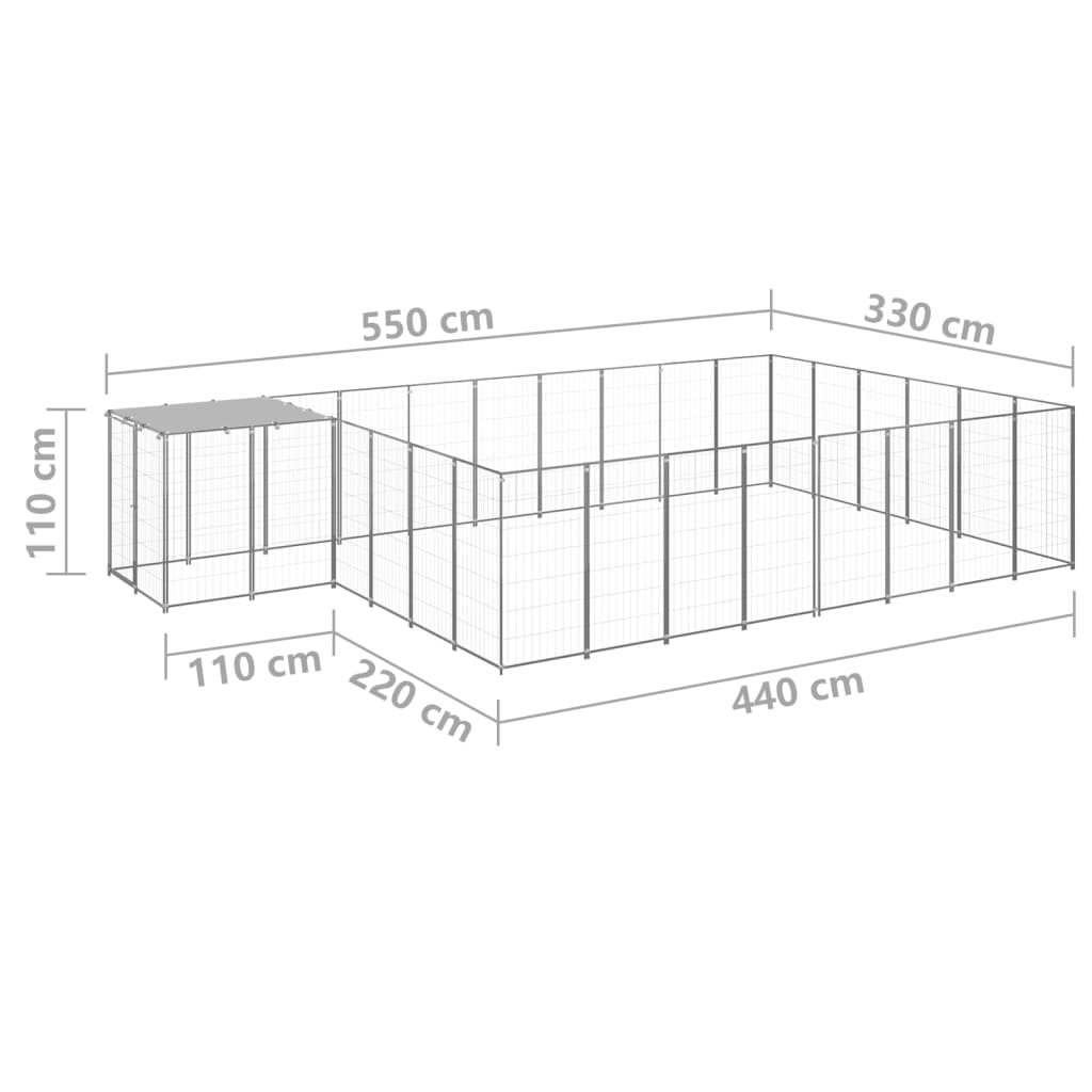 vidaXL Dog Kennel Silver 15.73 m² Steel