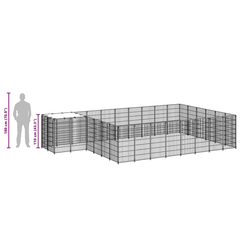 Dog Kennel Silver 15,73 m² Steel
