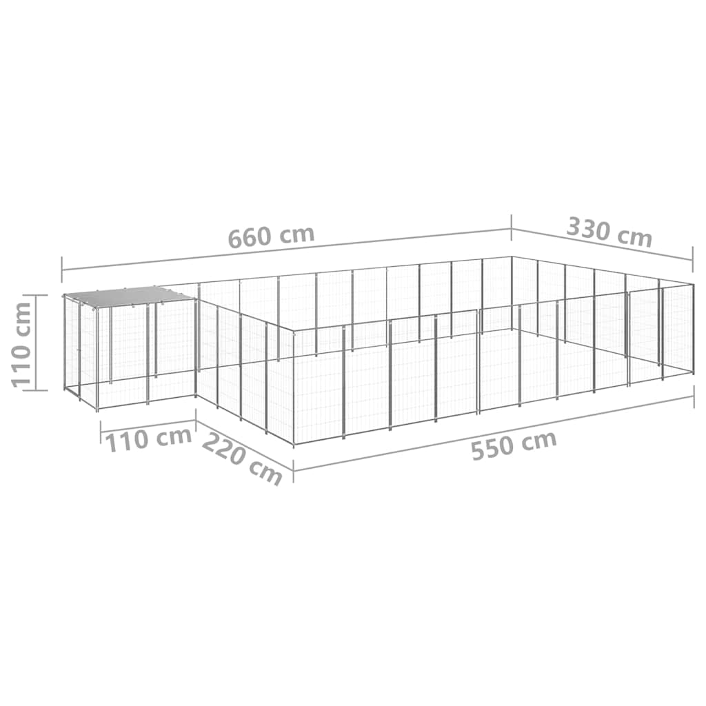 Dog Kennel Silver 19,36 m² Steel