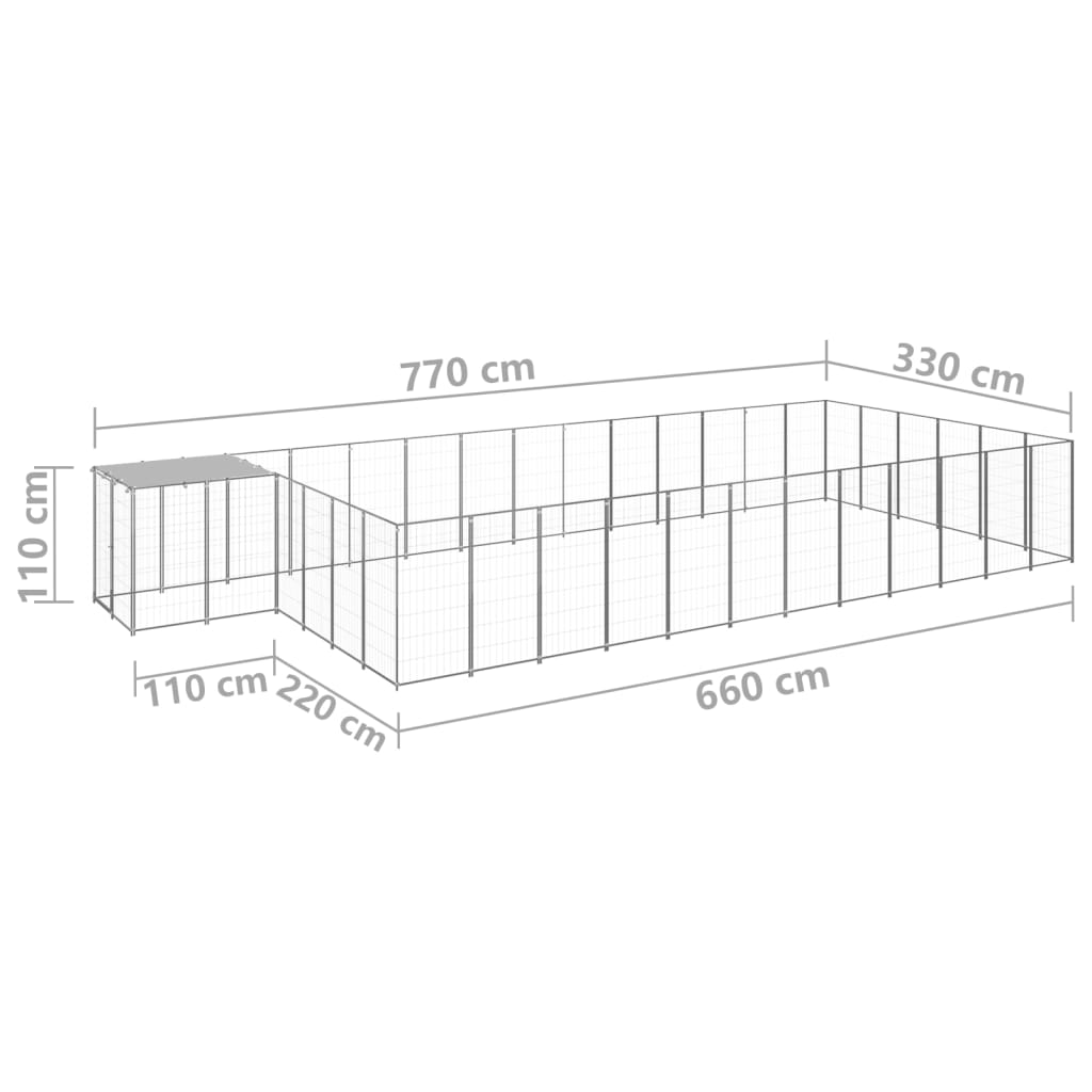 vidaXL Dog Kennel Silver 22.99 m² Steel