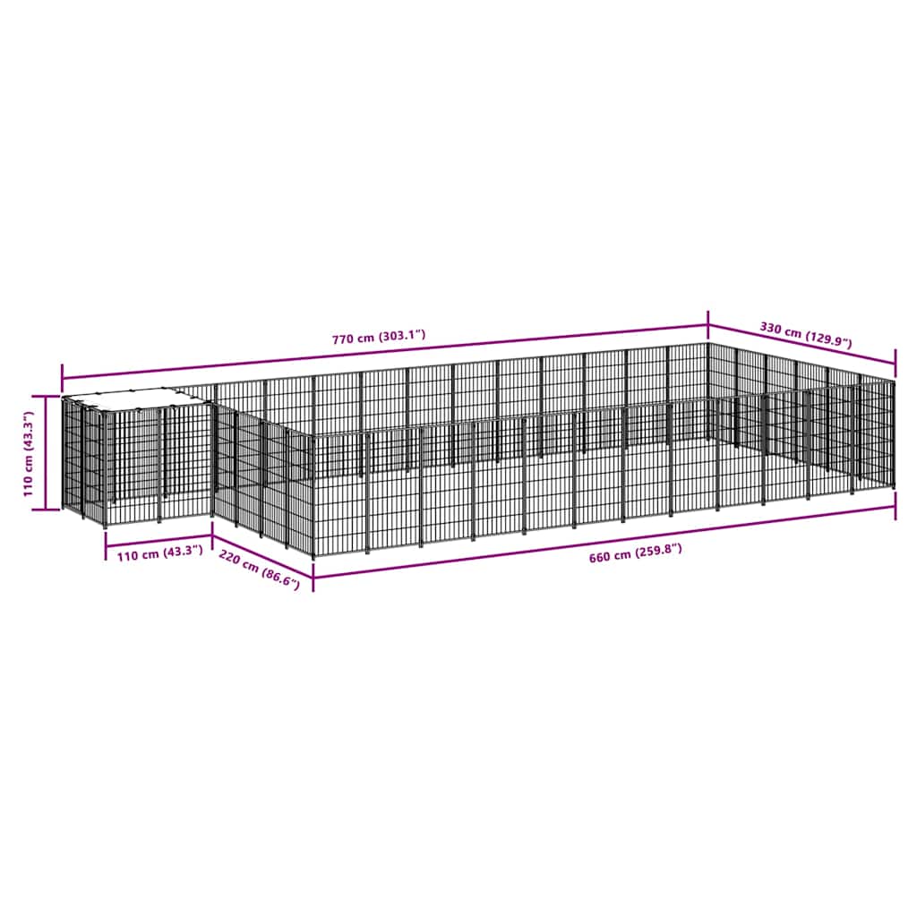 Dog Kennel Silver 22,99 m² Steel