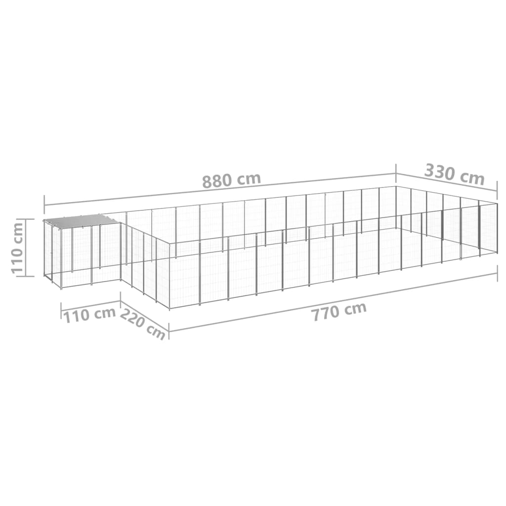 vidaXL Dog Kennel Silver 26.62 m² Steel