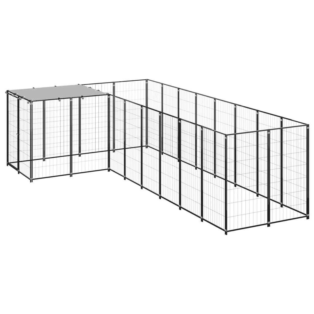 vidaXL Dog Kennel Black 6.05 m² Steel