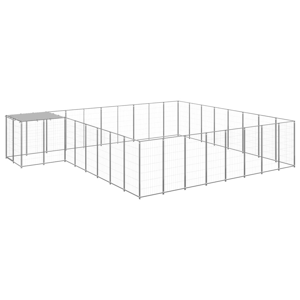 vidaXL Dog Kennel Silver 20.57 m² Steel