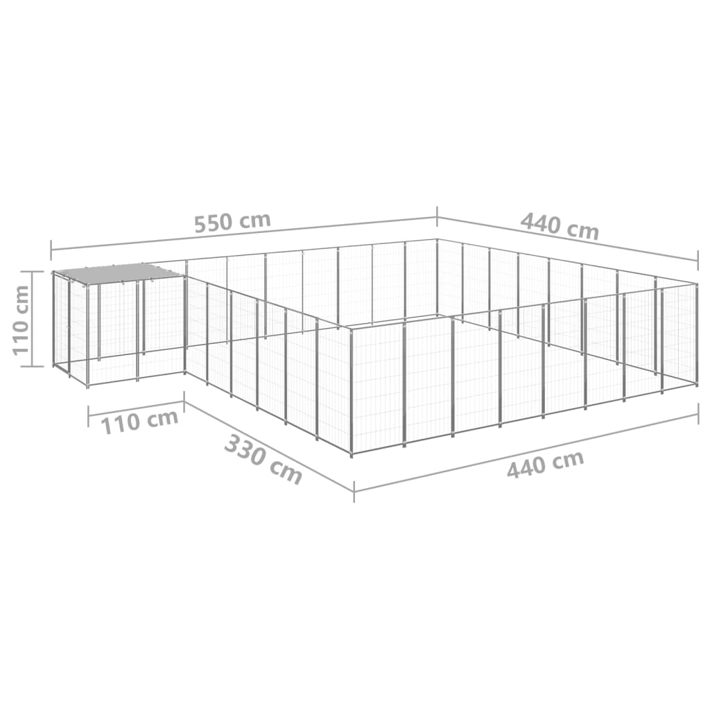 vidaXL Dog Kennel Silver 20.57 m² Steel