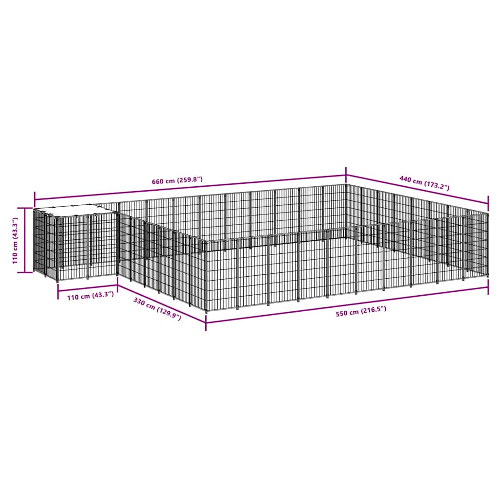 Dog Kennel Silver 25,41 m² Steel