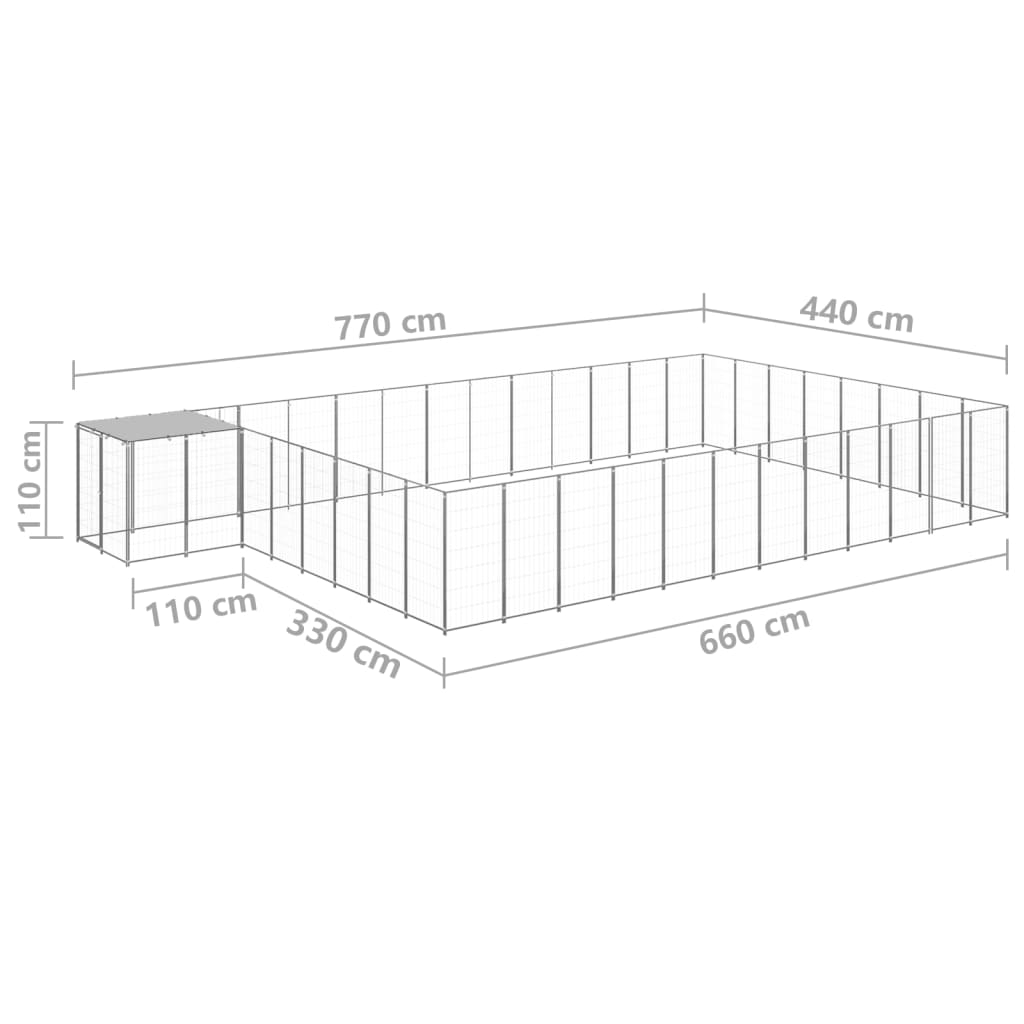 Dog Kennel Silver 30.25 m² Steel