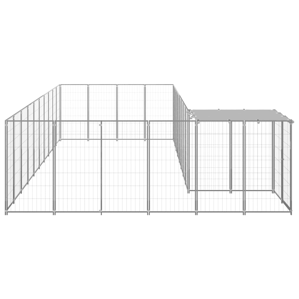 vidaXL Dog Kennel Silver 13.31 m² Steel
