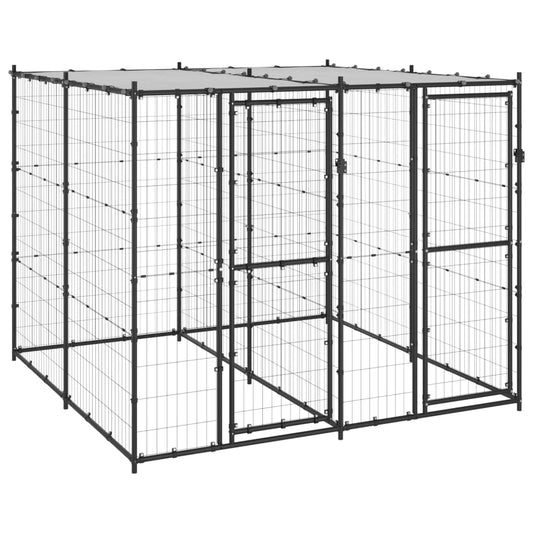 vidaXL Outdoor Dog Kennel Steel with Roof 4.84 m²