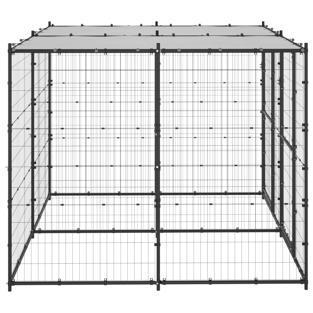 vidaXL Outdoor Dog Kennel Steel with Roof 4.84 m²