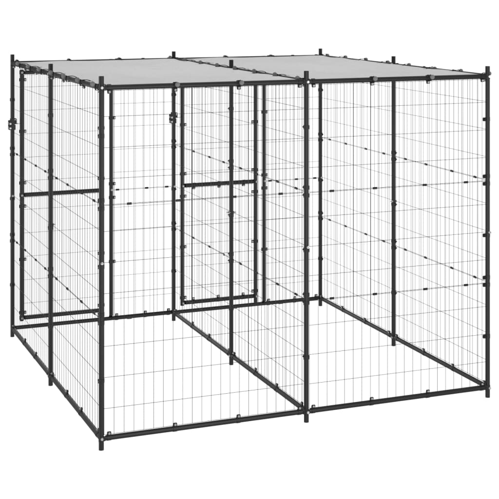 vidaXL Outdoor Dog Kennel Steel with Roof 4.84 m²